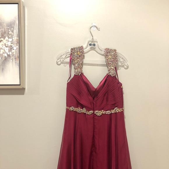 Beaded Strap Raspberry Gown - Picture 6 of 11